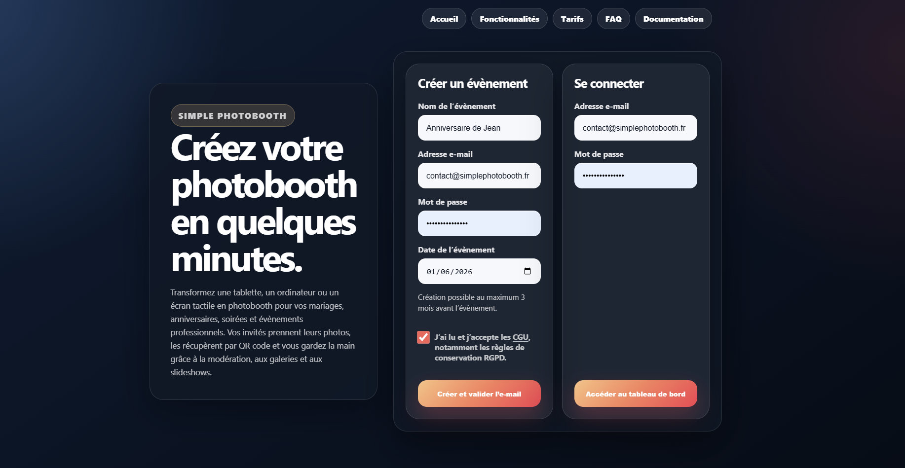 Création d’un évènement