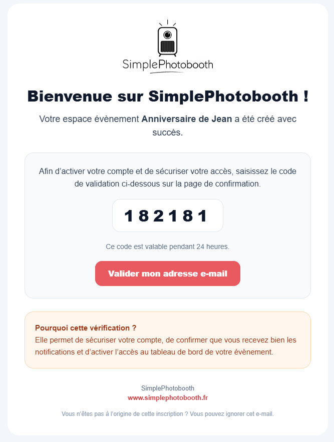 Mail de validation