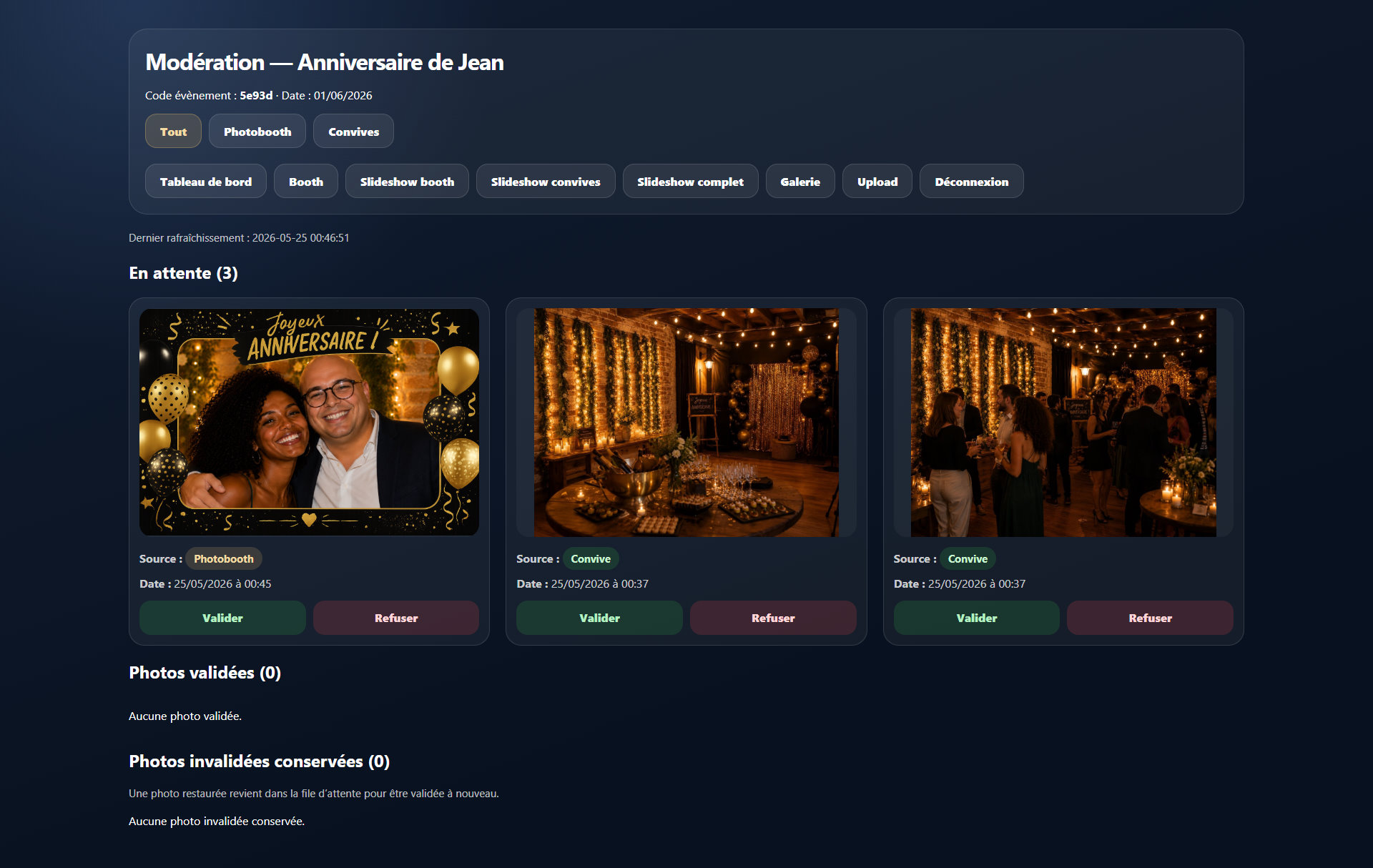Page de modération