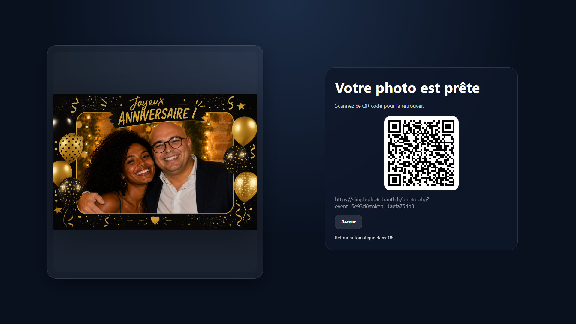 QR code après la photo