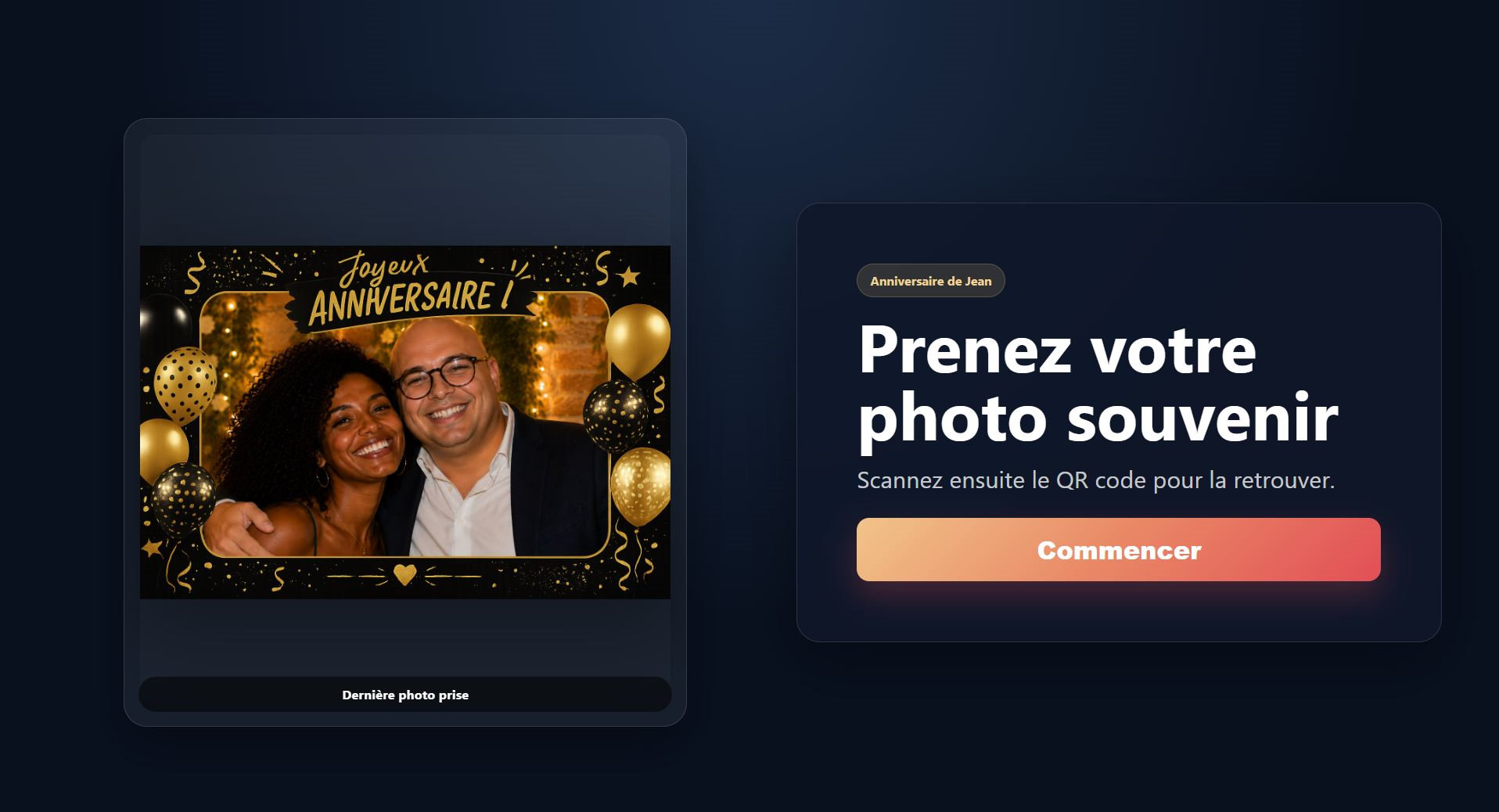 Écran du photobooth