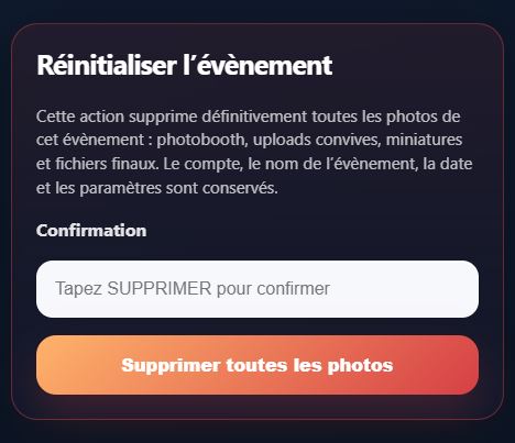 Réinitialisation de l’évènement
