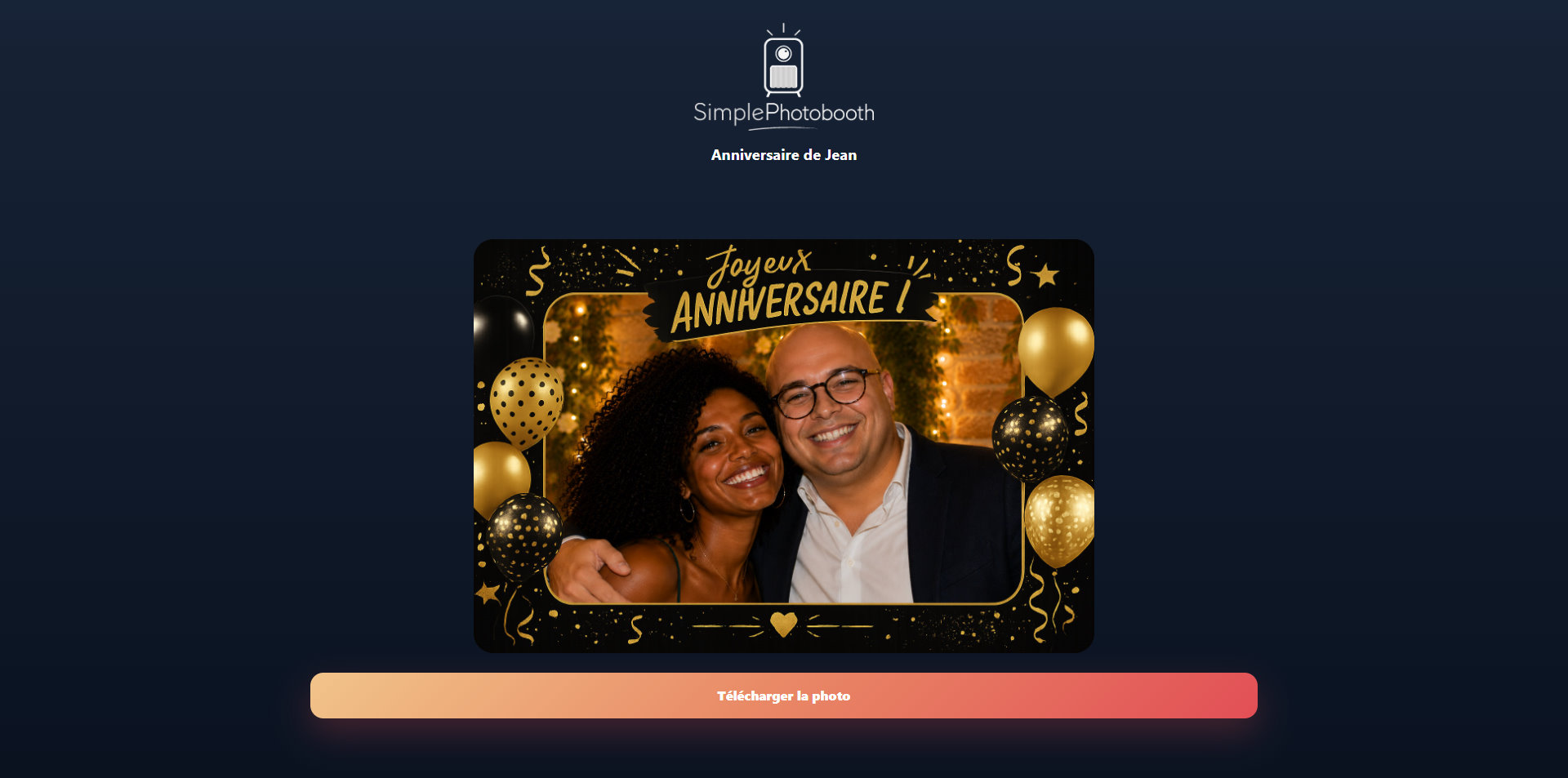 Page de téléchargement de la photo