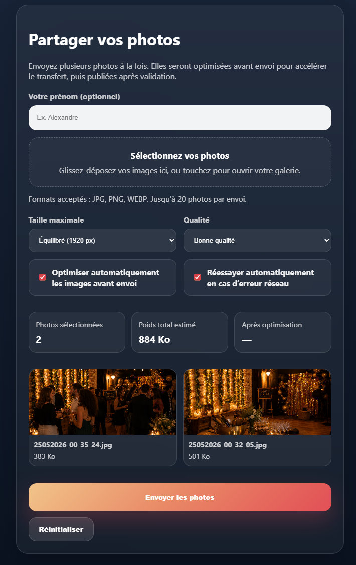 Page d’envoi des invités