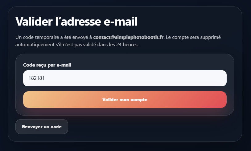 Page de validation