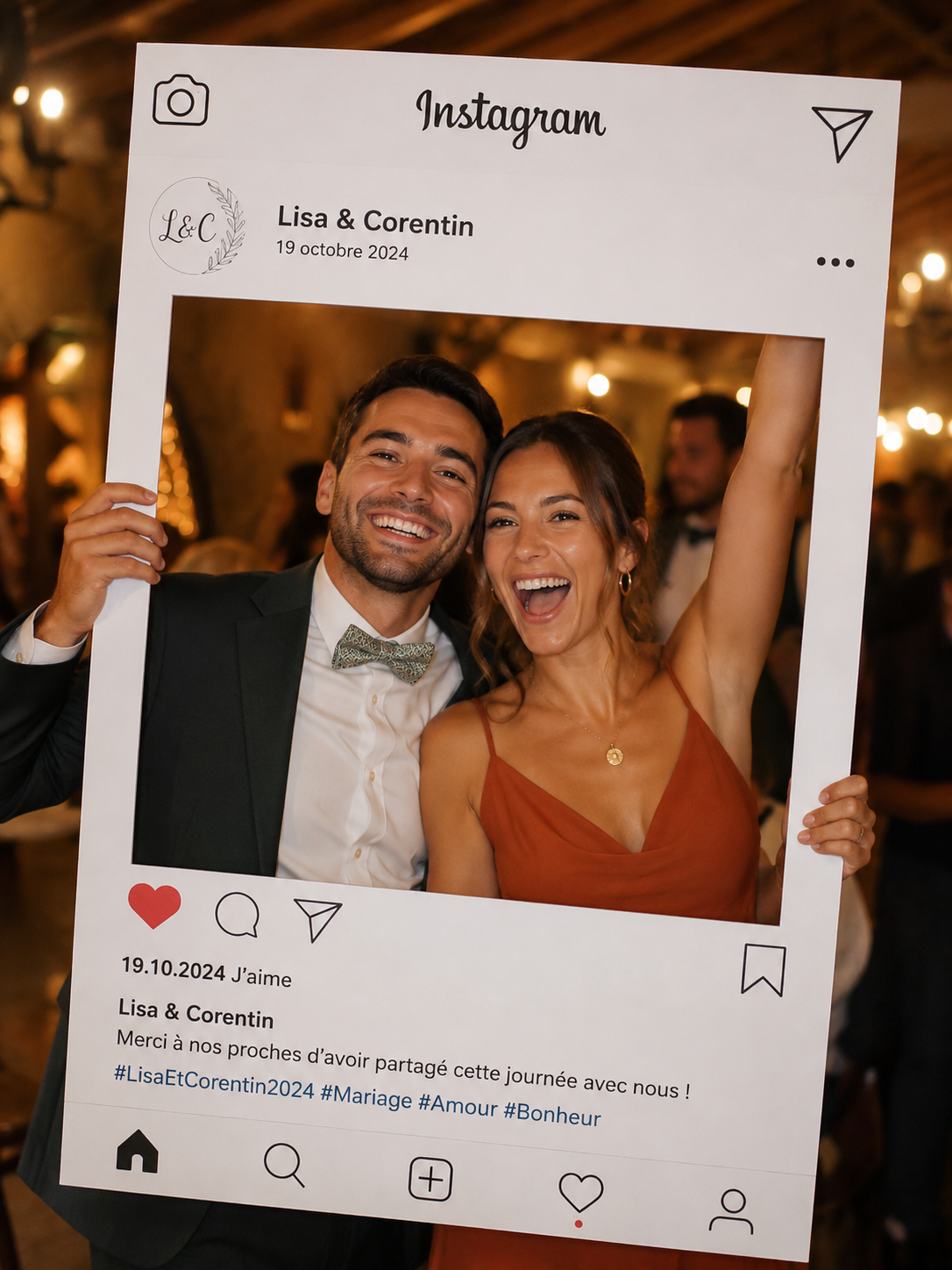 Le cadre géant peut également être un accessoire pour le photobooth